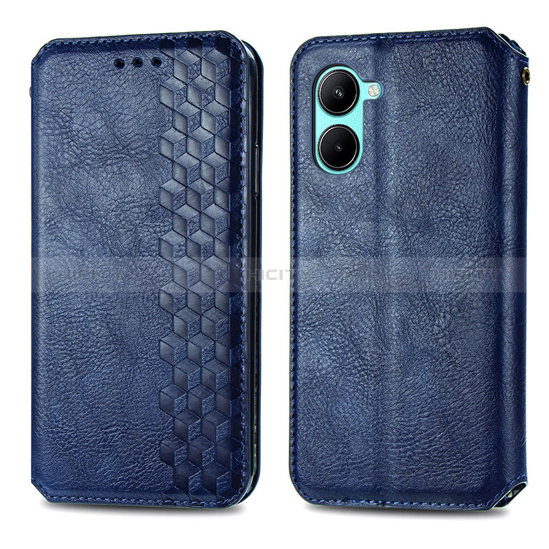 Funda de Cuero Cartera con Soporte Carcasa S01D para Realme C33 Azul