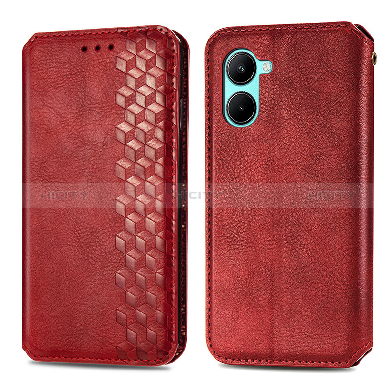 Funda de Cuero Cartera con Soporte Carcasa S01D para Realme C33 Rojo