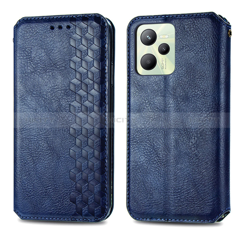 Funda de Cuero Cartera con Soporte Carcasa S01D para Realme C35 Azul