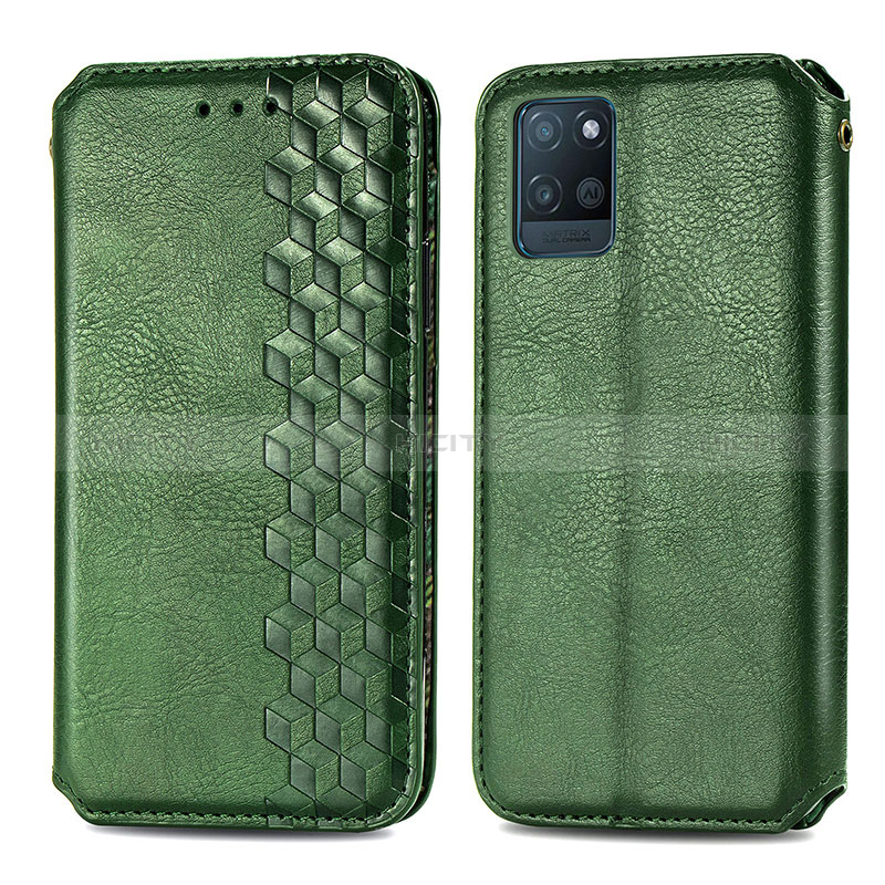 Funda de Cuero Cartera con Soporte Carcasa S01D para Realme V11 5G Verde