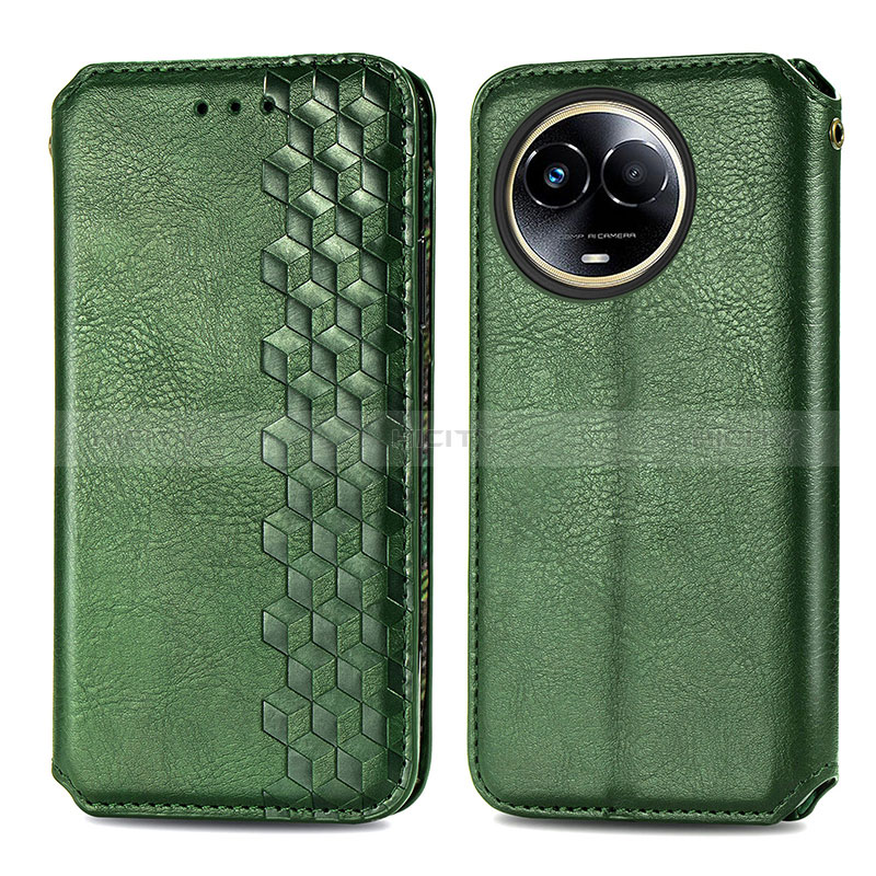 Funda de Cuero Cartera con Soporte Carcasa S01D para Realme V50s 5G Verde