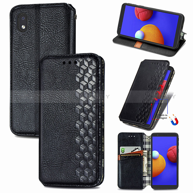 Funda de Cuero Cartera con Soporte Carcasa S01D para Samsung Galaxy A01 Core