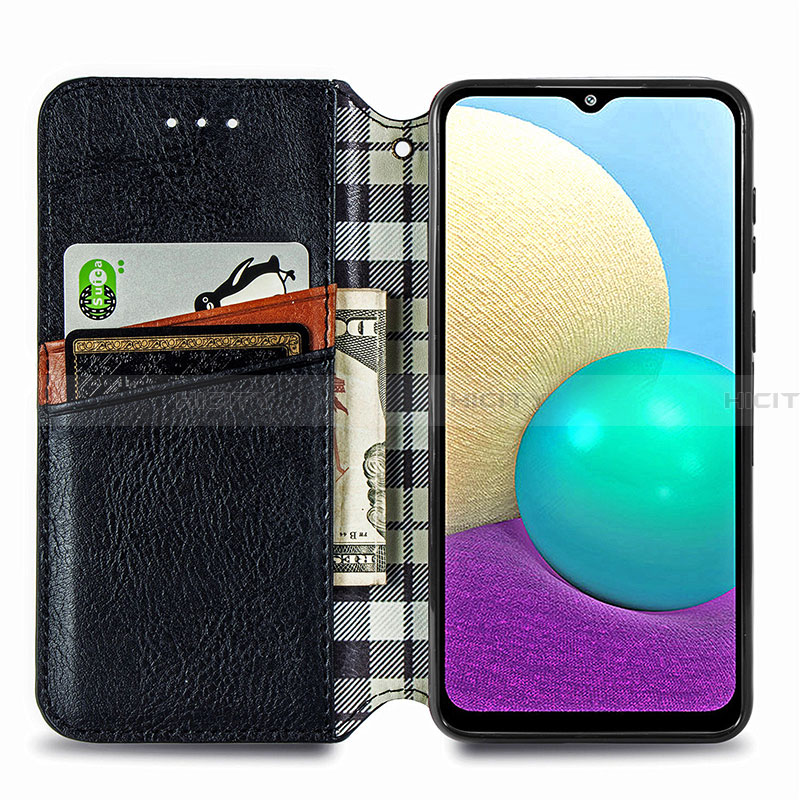 Funda de Cuero Cartera con Soporte Carcasa S01D para Samsung Galaxy A02