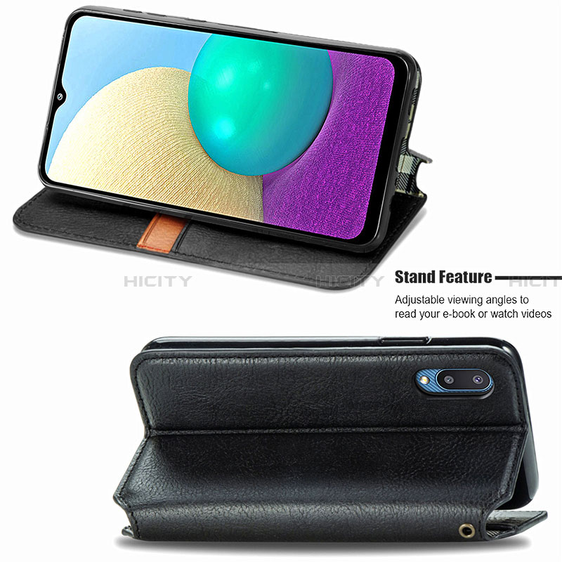 Funda de Cuero Cartera con Soporte Carcasa S01D para Samsung Galaxy A02