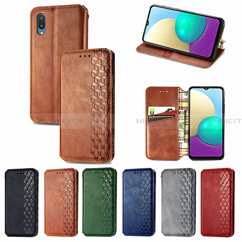 Funda de Cuero Cartera con Soporte Carcasa S01D para Samsung Galaxy A02