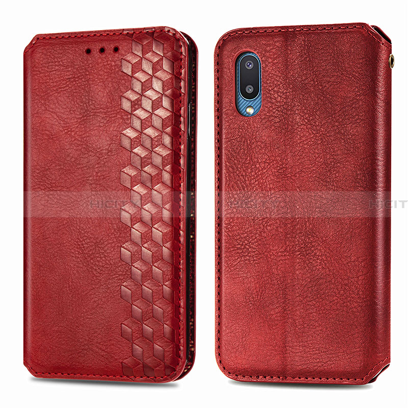 Funda de Cuero Cartera con Soporte Carcasa S01D para Samsung Galaxy A02 Rojo