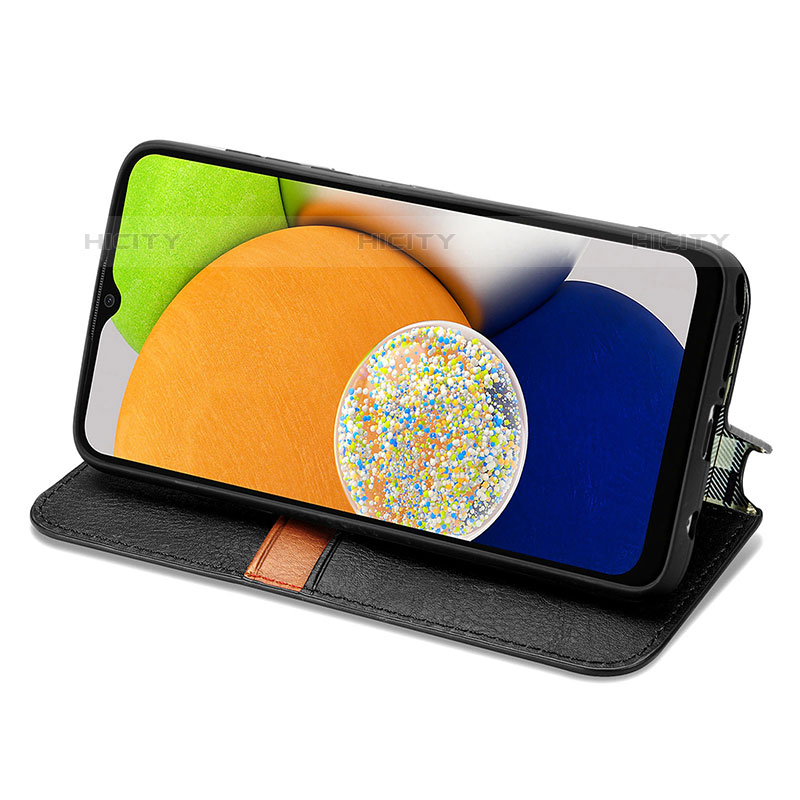 Funda de Cuero Cartera con Soporte Carcasa S01D para Samsung Galaxy A03