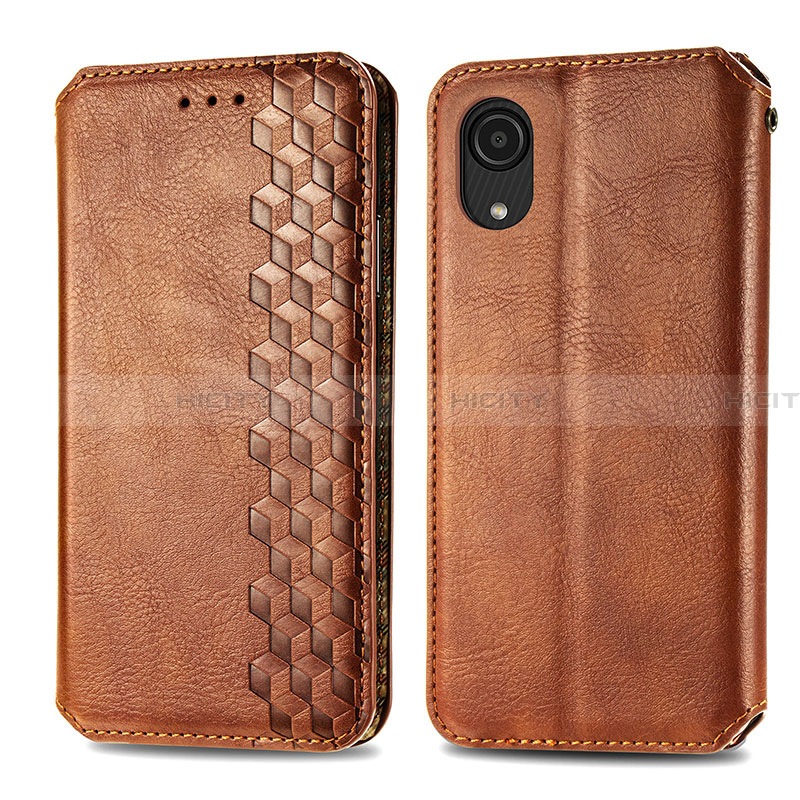 Funda de Cuero Cartera con Soporte Carcasa S01D para Samsung Galaxy A03 Core Marron