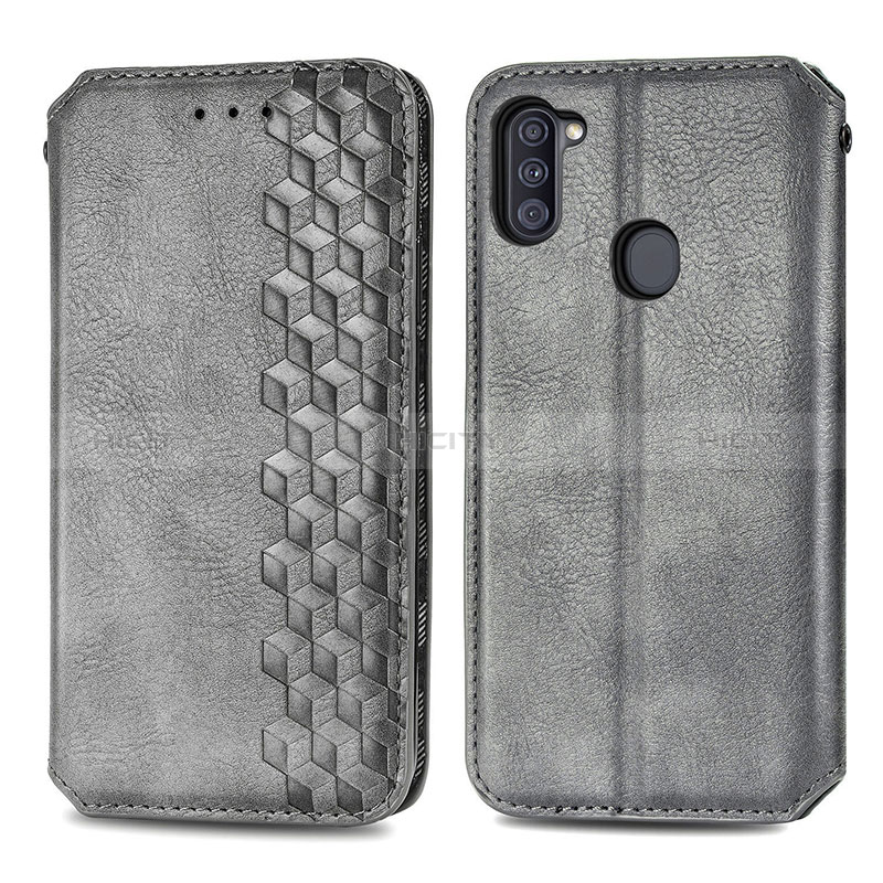 Funda de Cuero Cartera con Soporte Carcasa S01D para Samsung Galaxy A11 Gris