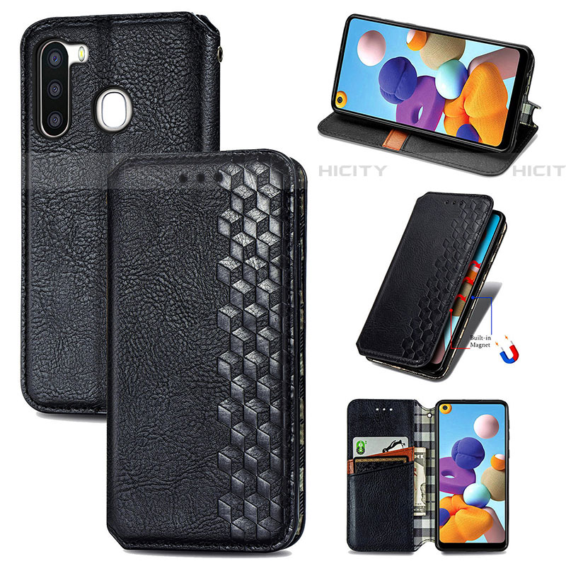 Funda de Cuero Cartera con Soporte Carcasa S01D para Samsung Galaxy A21 European