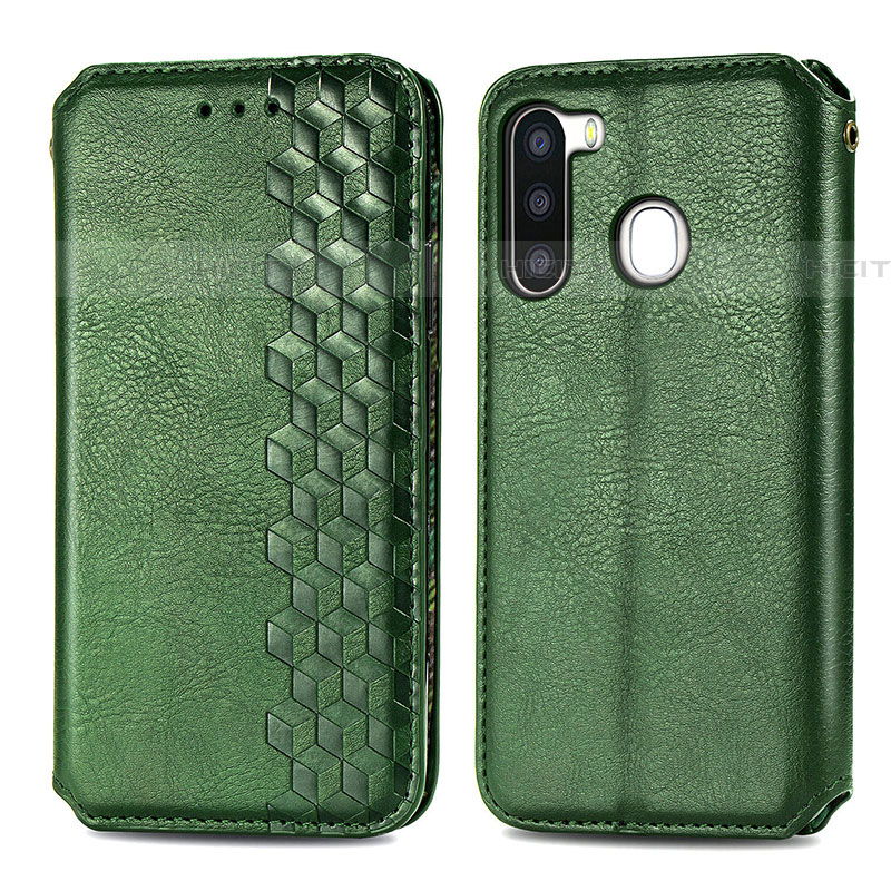 Funda de Cuero Cartera con Soporte Carcasa S01D para Samsung Galaxy A21 European Verde