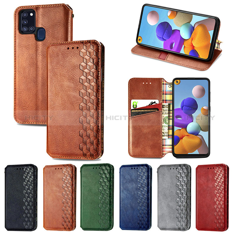 Funda de Cuero Cartera con Soporte Carcasa S01D para Samsung Galaxy A21s