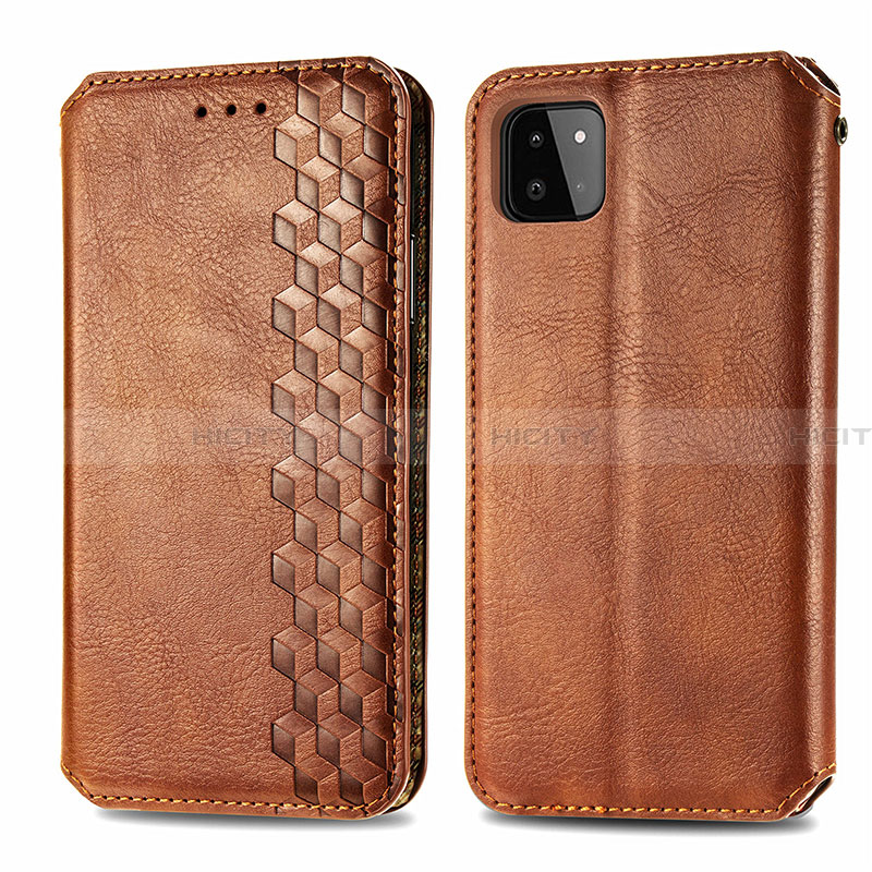 Funda de Cuero Cartera con Soporte Carcasa S01D para Samsung Galaxy A22 5G Marron