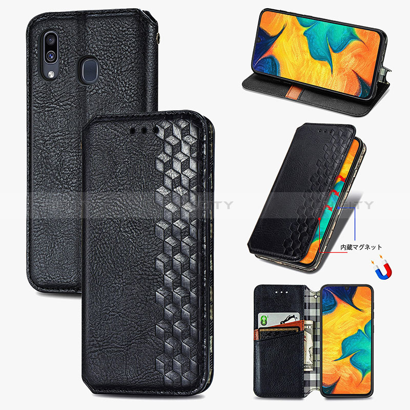 Funda de Cuero Cartera con Soporte Carcasa S01D para Samsung Galaxy A30