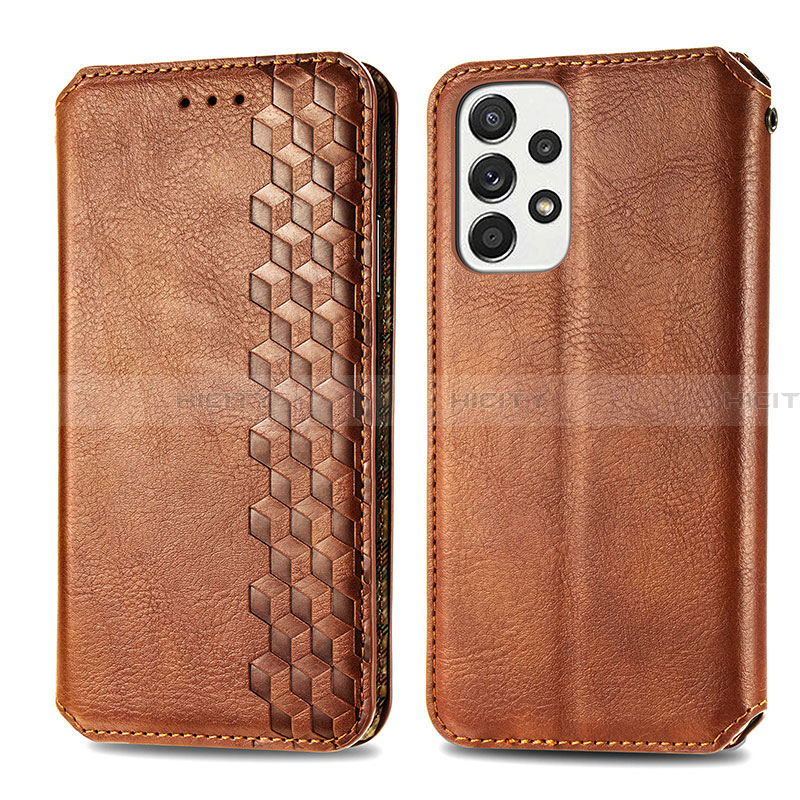 Funda de Cuero Cartera con Soporte Carcasa S01D para Samsung Galaxy A33 5G Marron