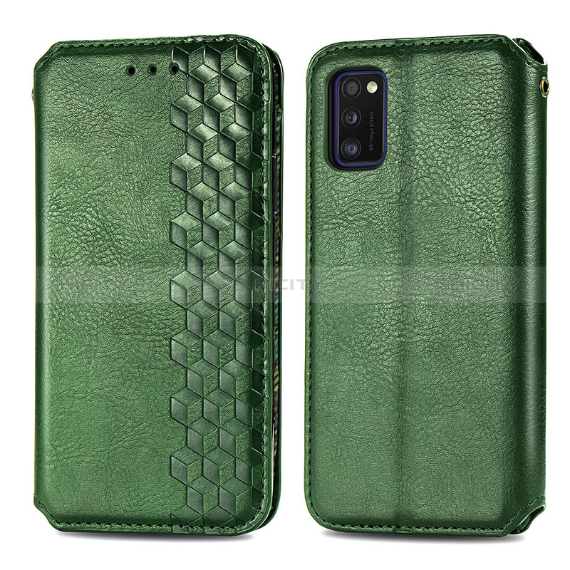 Funda de Cuero Cartera con Soporte Carcasa S01D para Samsung Galaxy A41 Verde