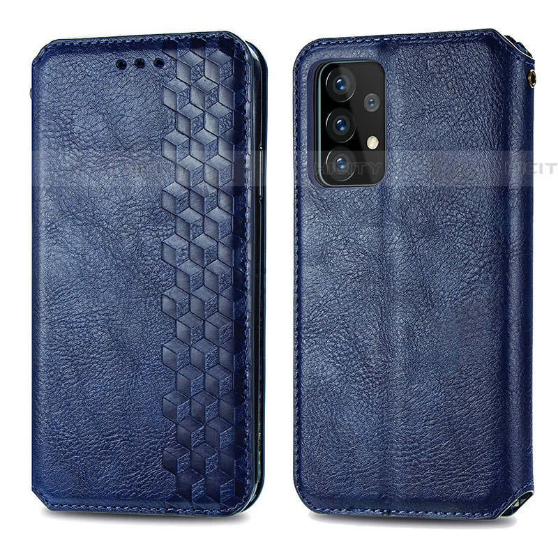 Funda de Cuero Cartera con Soporte Carcasa S01D para Samsung Galaxy A52 4G Azul