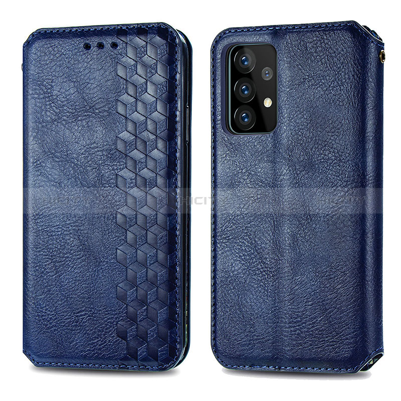 Funda de Cuero Cartera con Soporte Carcasa S01D para Samsung Galaxy A52s 5G Azul