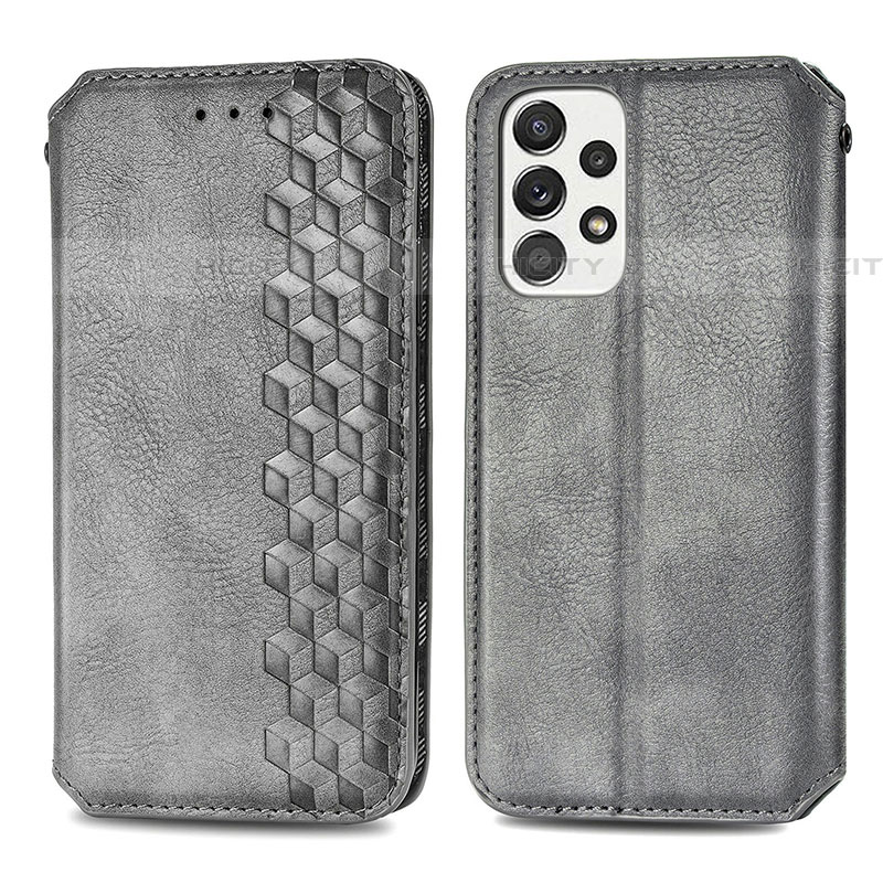 Funda de Cuero Cartera con Soporte Carcasa S01D para Samsung Galaxy A53 5G Gris