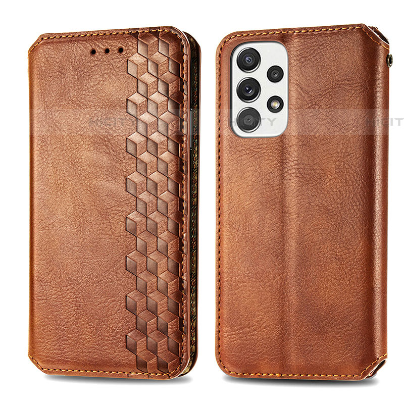 Funda de Cuero Cartera con Soporte Carcasa S01D para Samsung Galaxy A53 5G Marron