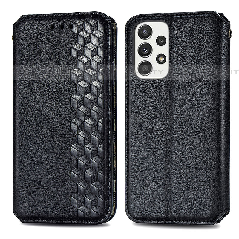 Funda de Cuero Cartera con Soporte Carcasa S01D para Samsung Galaxy A53 5G Negro