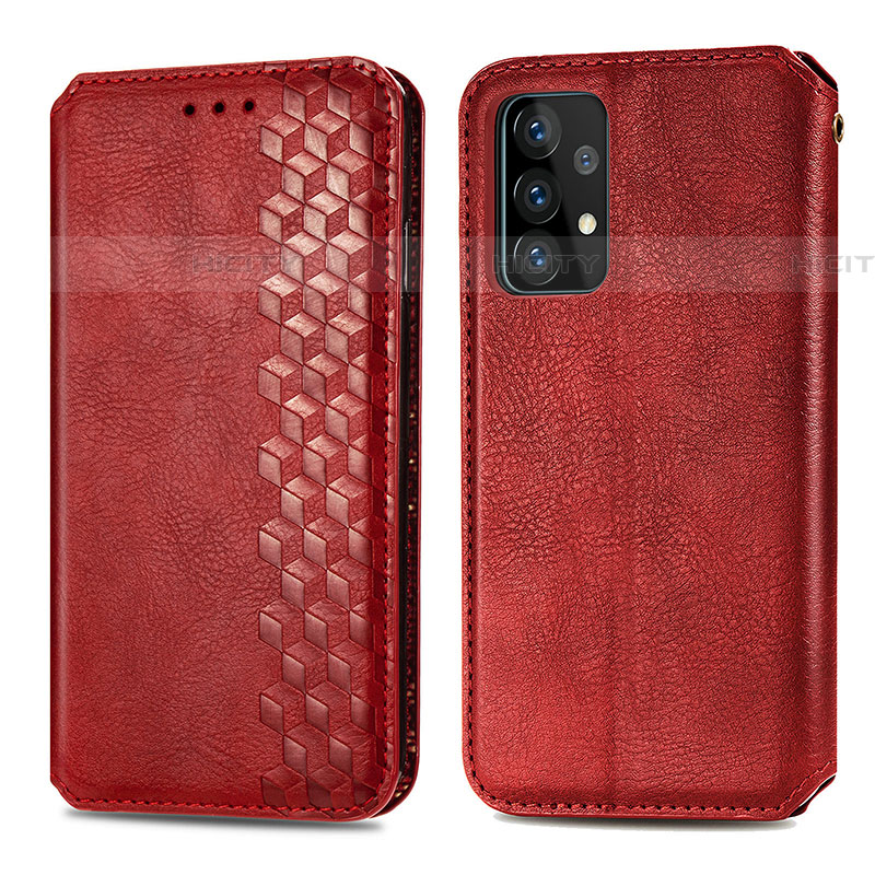 Funda de Cuero Cartera con Soporte Carcasa S01D para Samsung Galaxy A72 4G Rojo