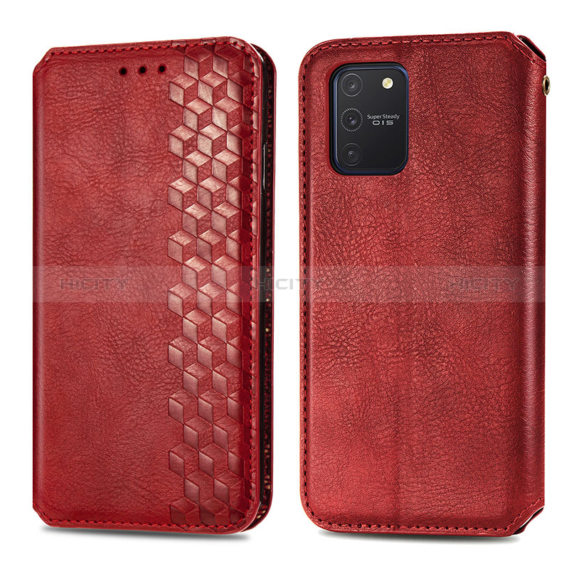 Funda de Cuero Cartera con Soporte Carcasa S01D para Samsung Galaxy A91 Rojo