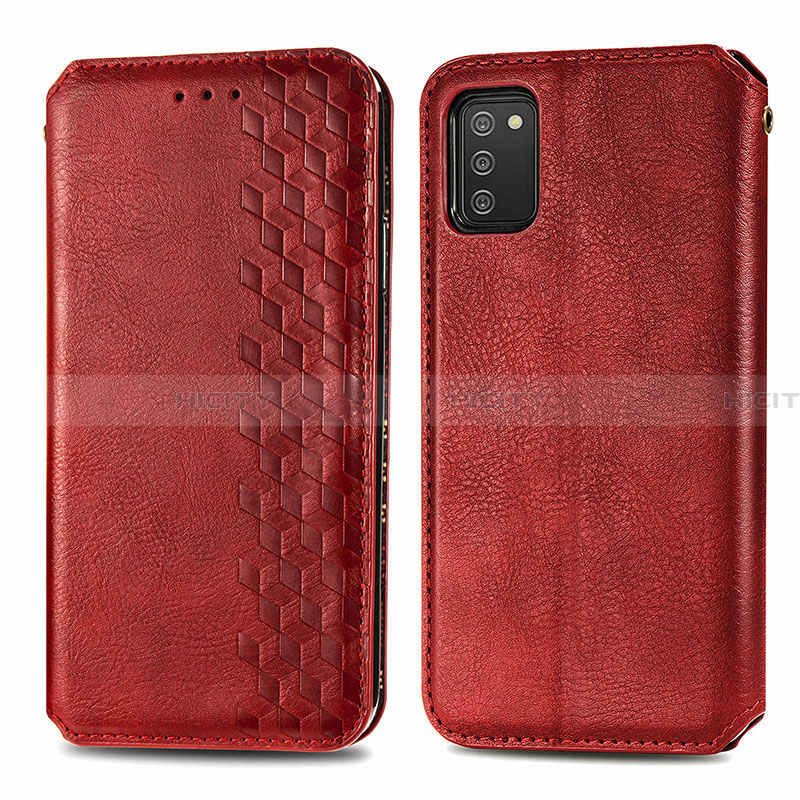 Funda de Cuero Cartera con Soporte Carcasa S01D para Samsung Galaxy F02S SM-E025F Rojo