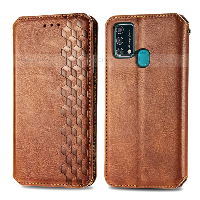 Funda de Cuero Cartera con Soporte Carcasa S01D para Samsung Galaxy F41 Marron