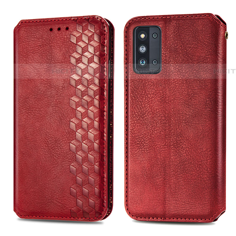 Funda de Cuero Cartera con Soporte Carcasa S01D para Samsung Galaxy F52 5G Rojo