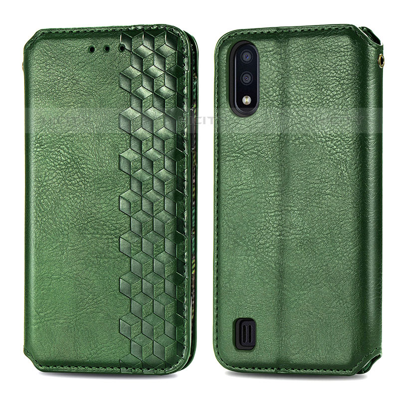 Funda de Cuero Cartera con Soporte Carcasa S01D para Samsung Galaxy M01 Verde