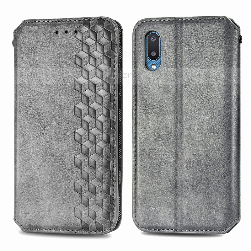 Funda de Cuero Cartera con Soporte Carcasa S01D para Samsung Galaxy M02 Gris