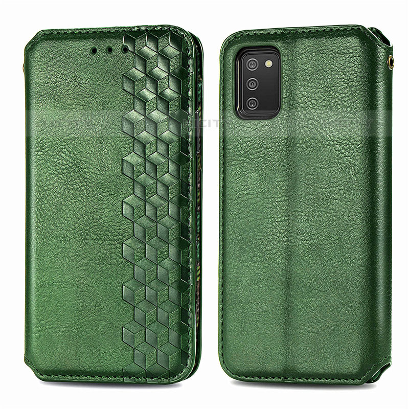 Funda de Cuero Cartera con Soporte Carcasa S01D para Samsung Galaxy M02s Verde