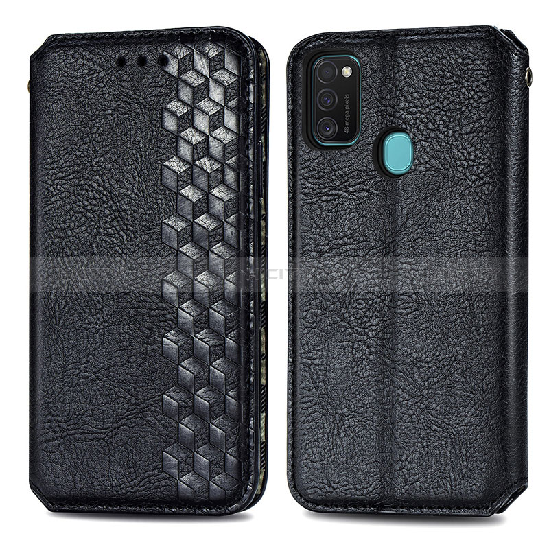 Funda de Cuero Cartera con Soporte Carcasa S01D para Samsung Galaxy M21 Negro