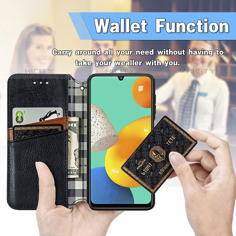 Funda de Cuero Cartera con Soporte Carcasa S01D para Samsung Galaxy M32 4G