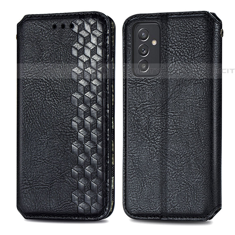 Funda de Cuero Cartera con Soporte Carcasa S01D para Samsung Galaxy Quantum4 5G Negro