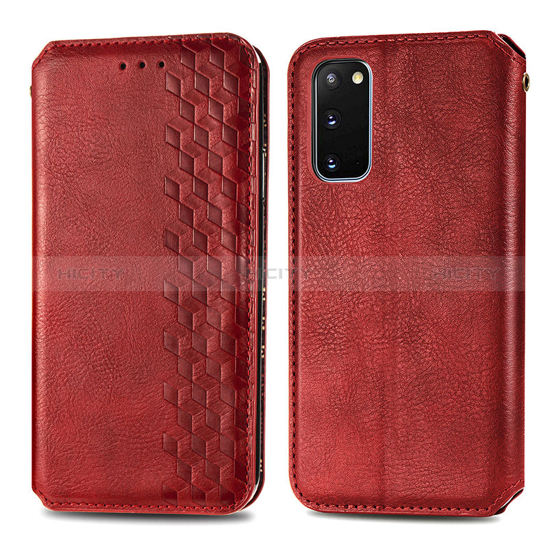 Funda de Cuero Cartera con Soporte Carcasa S01D para Samsung Galaxy S20 5G Rojo