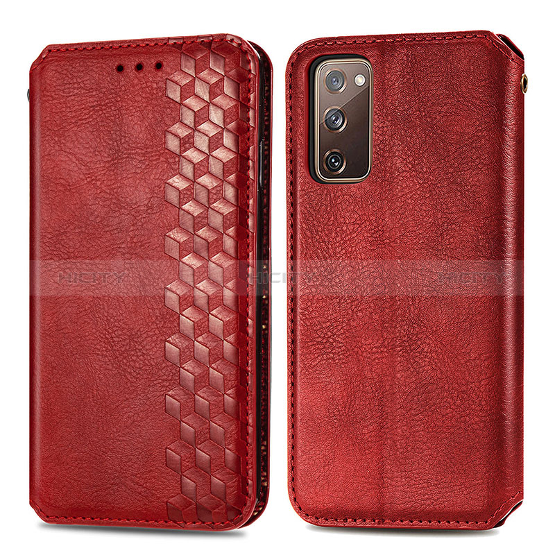 Funda de Cuero Cartera con Soporte Carcasa S01D para Samsung Galaxy S20 FE 5G Rojo