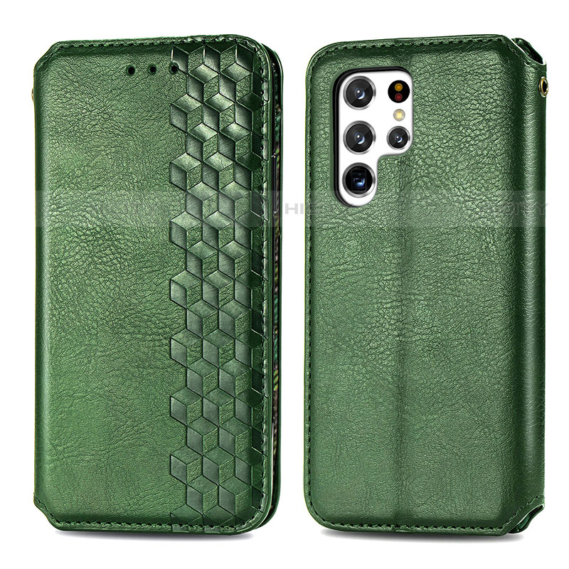 Funda de Cuero Cartera con Soporte Carcasa S01D para Samsung Galaxy S21 Ultra 5G Verde