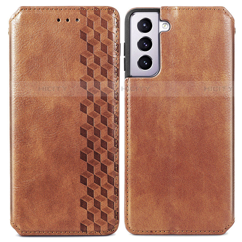 Funda de Cuero Cartera con Soporte Carcasa S01D para Samsung Galaxy S22 5G Marron