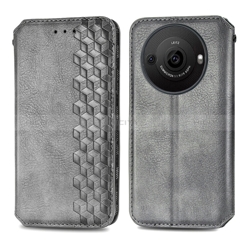 Funda de Cuero Cartera con Soporte Carcasa S01D para Sharp Aquos R8 Pro Gris