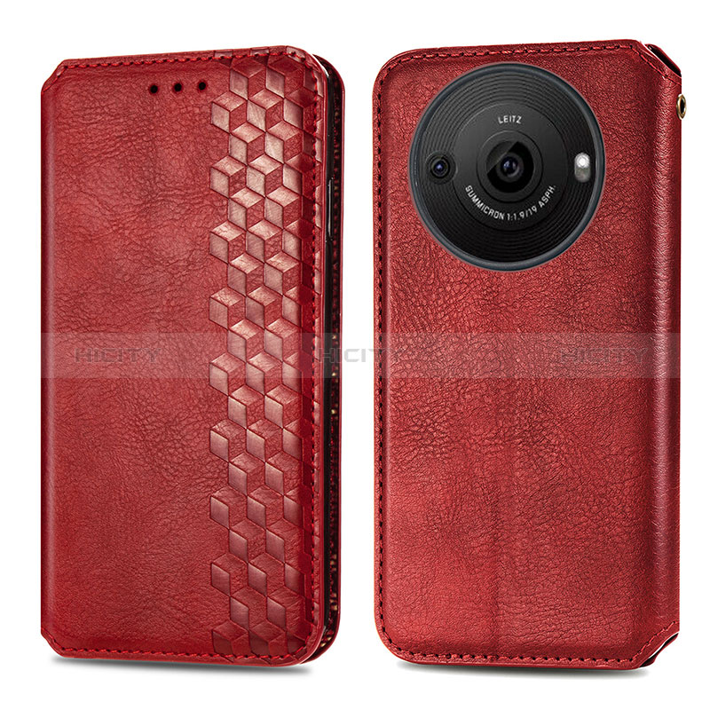 Funda de Cuero Cartera con Soporte Carcasa S01D para Sharp Aquos R8s Pro Rojo