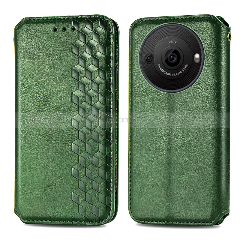 Funda de Cuero Cartera con Soporte Carcasa S01D para Sharp Aquos R8s Pro Verde