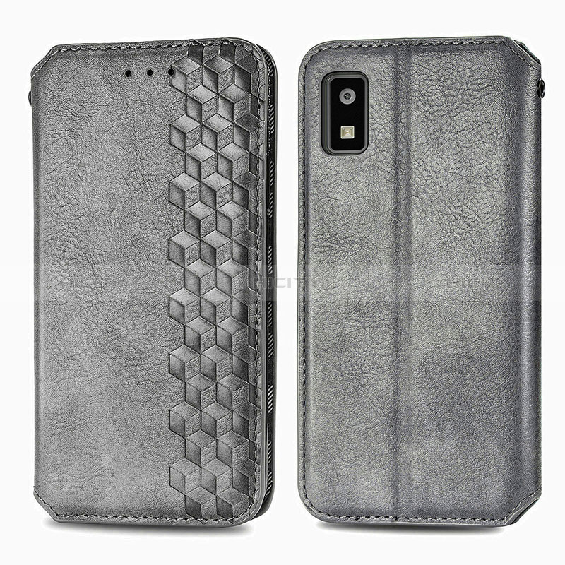 Funda de Cuero Cartera con Soporte Carcasa S01D para Sharp Aquos wish3 Gris