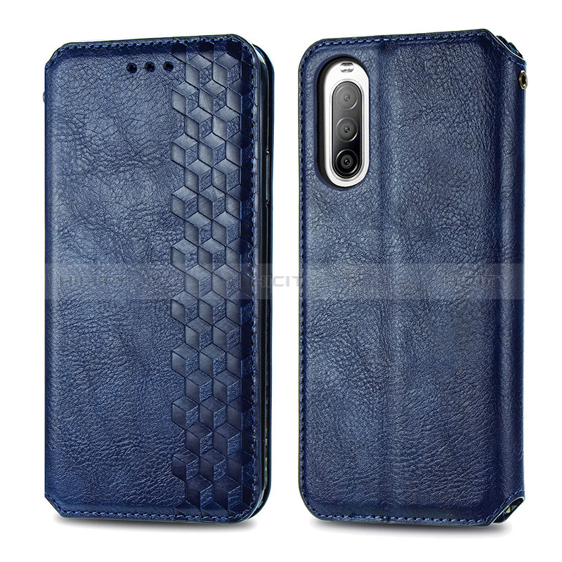 Funda de Cuero Cartera con Soporte Carcasa S01D para Sony Xperia 10 II Azul