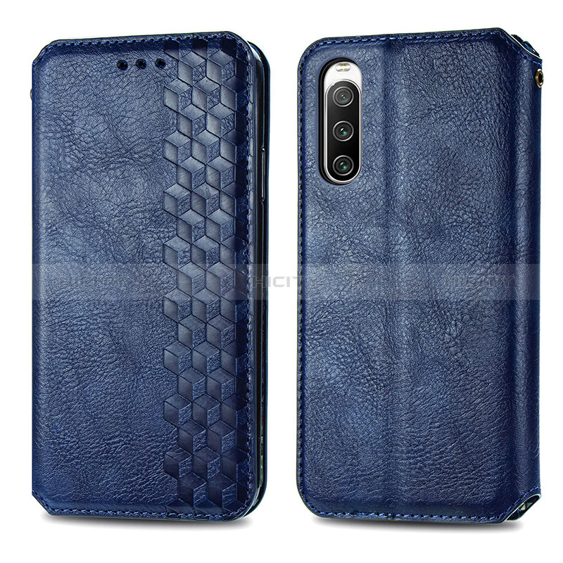 Funda de Cuero Cartera con Soporte Carcasa S01D para Sony Xperia 10 IV Azul