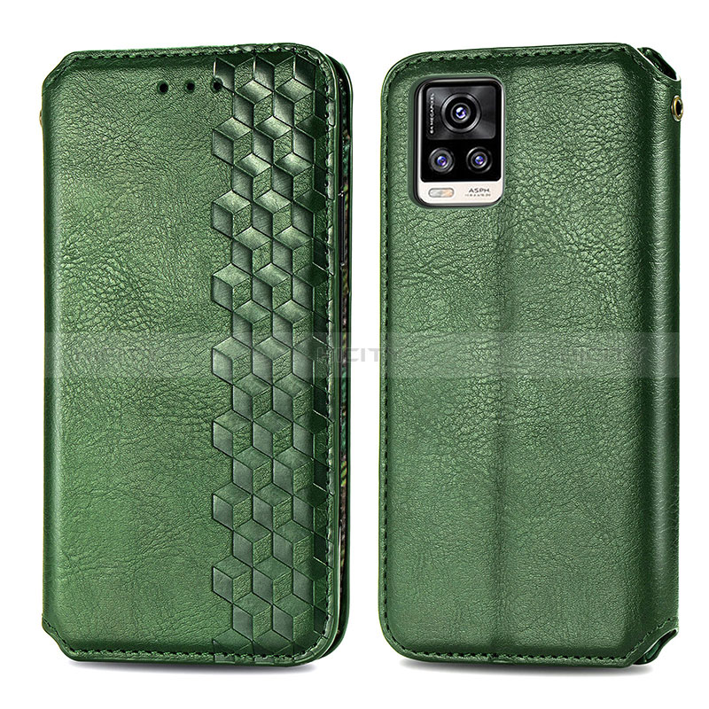 Funda de Cuero Cartera con Soporte Carcasa S01D para Vivo V20 Verde