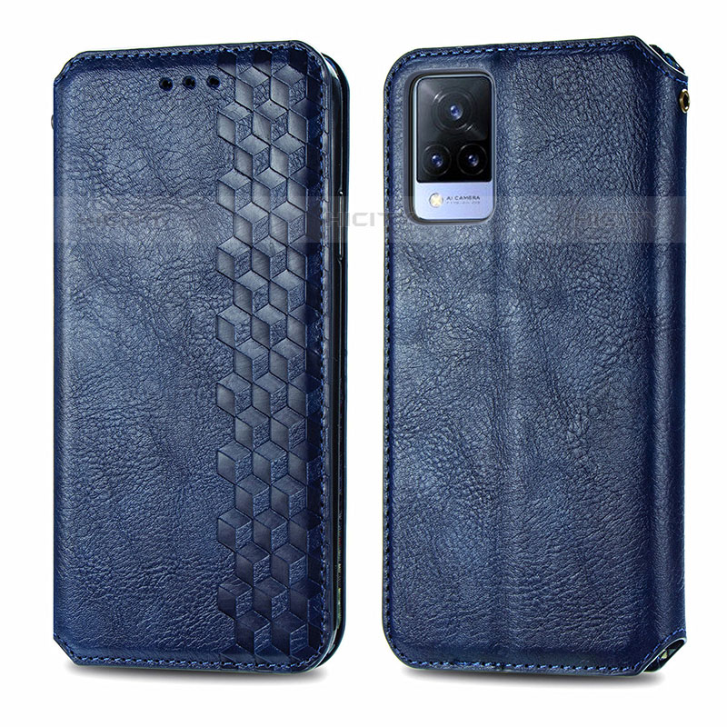 Funda de Cuero Cartera con Soporte Carcasa S01D para Vivo V21s 5G Azul