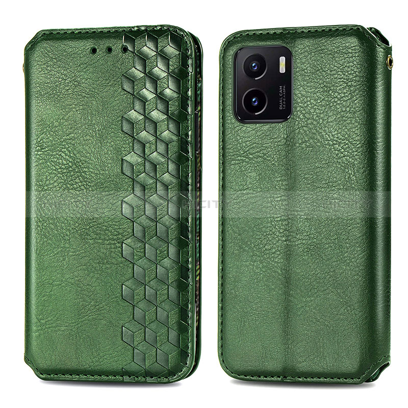 Funda de Cuero Cartera con Soporte Carcasa S01D para Vivo Y10 t1 Verde