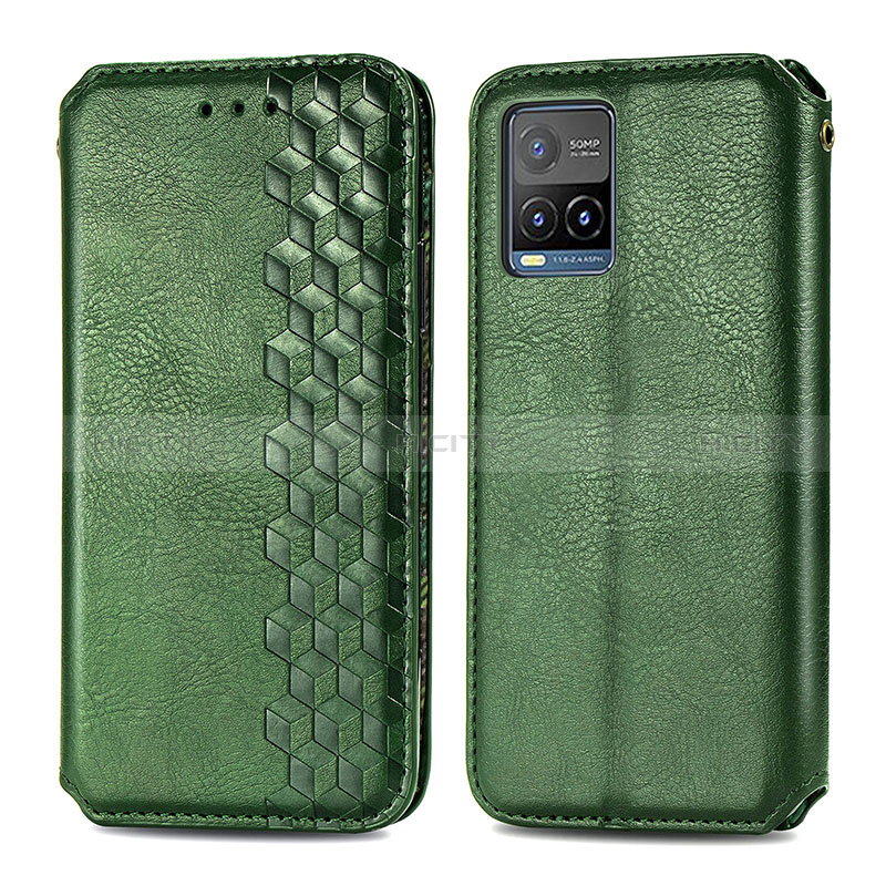 Funda de Cuero Cartera con Soporte Carcasa S01D para Vivo Y21G Verde